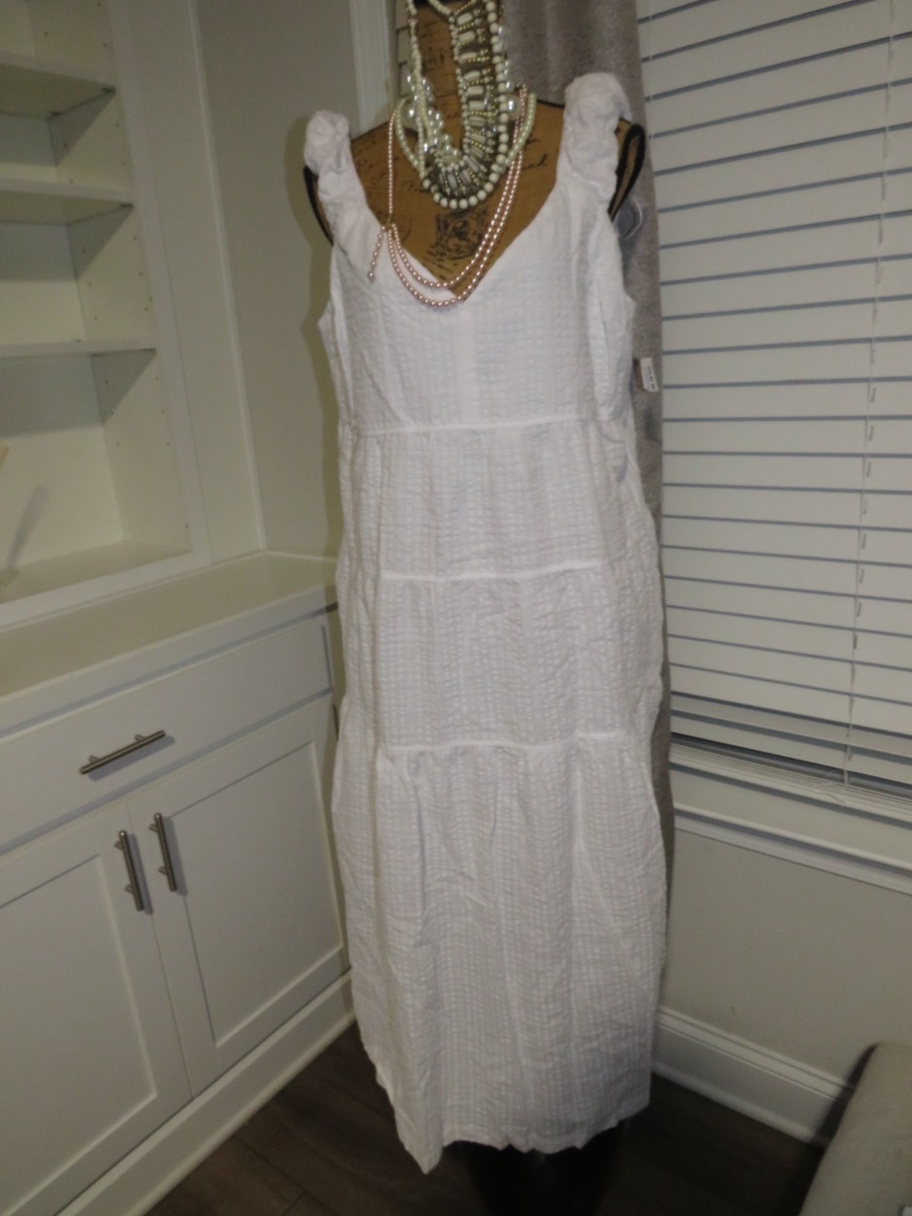 Old Navy White Tiered Maxi Dress with Ruffled Straps